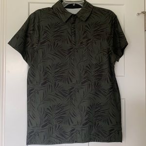 All in Motion golf Polo - Forest Green Palm Print Small